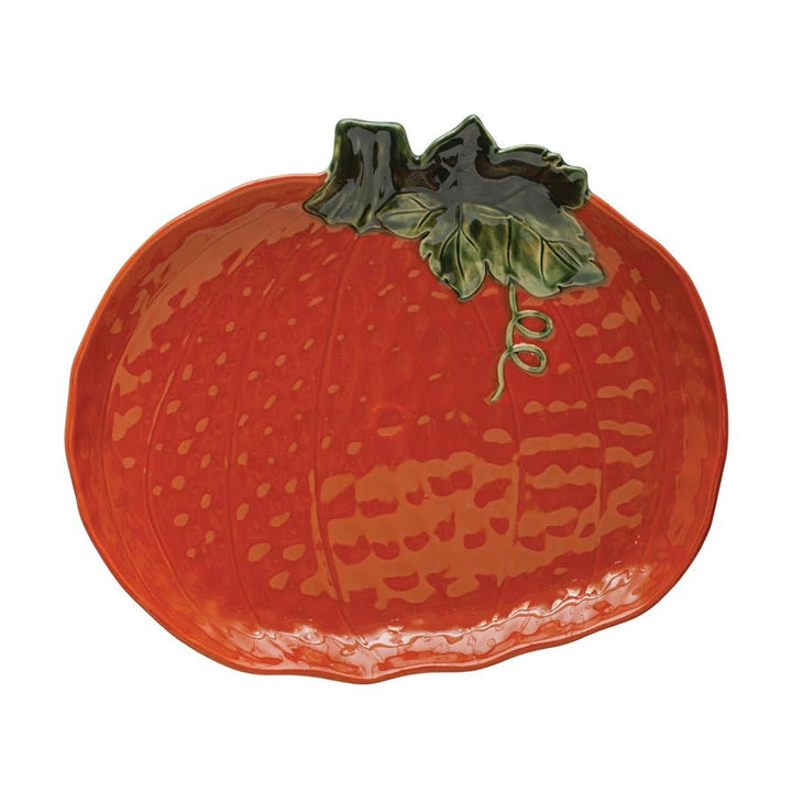 Stoneware Pumpkin Platter - Merry PigletsCreative Co - Op