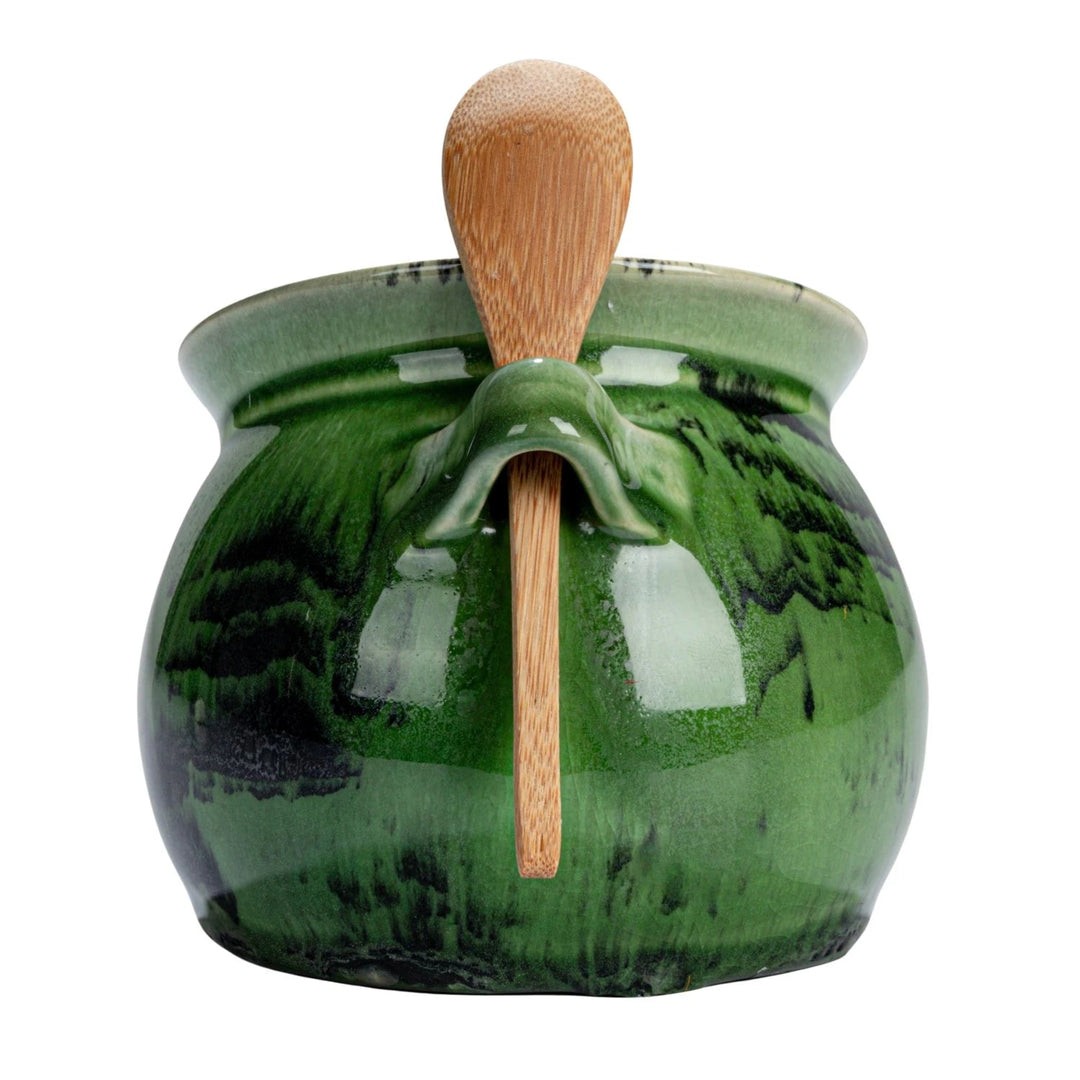 Stoneware Salt Dish with Spoon - Merry PigletsCreative Co - Op