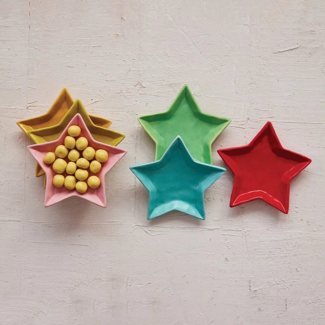 Stoneware Star Dish - Merry PigletsCreative Co - Op