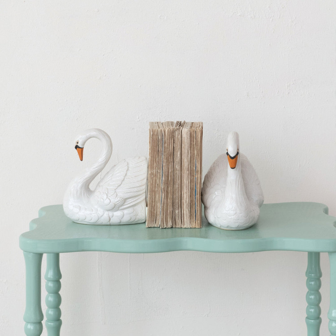 Stoneware Swan Bookends - Merry PigletsCreative Co - Op