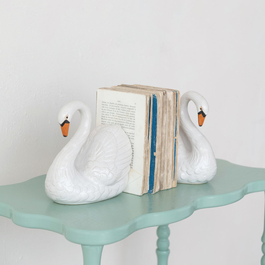 Stoneware Swan Bookends - Merry PigletsCreative Co - Op