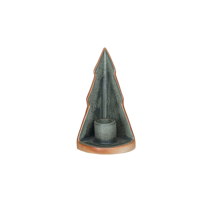Stoneware Tree Taper Holder - Merry PigletsCreative Co - Op