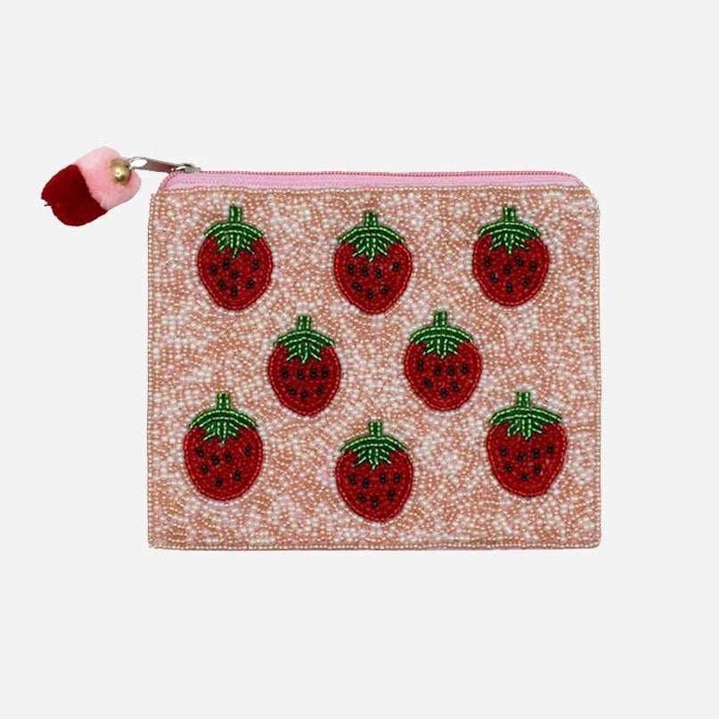 Strawberries Beaded Coin Purse - Merry PigletsPizzazz, Inc.