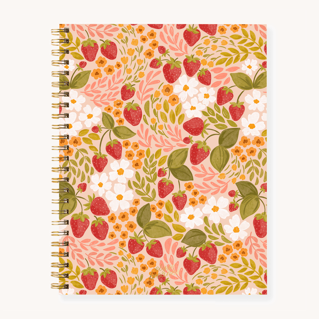Strawberry Softcover Spiral Notebook - Merry PigletsElyse Breanne Design