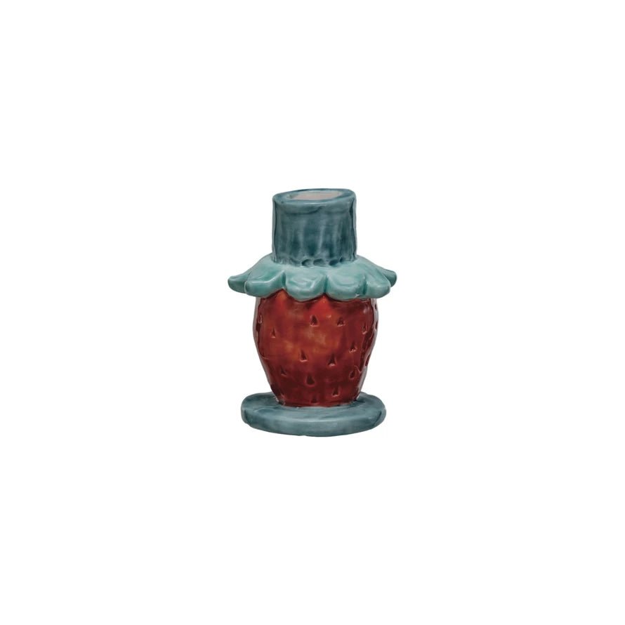 Strawberry Taper Holder - Merry PigletsCreative Co - Op