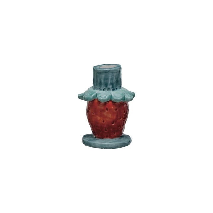 Strawberry Taper Holder - Merry PigletsCreative Co - Op