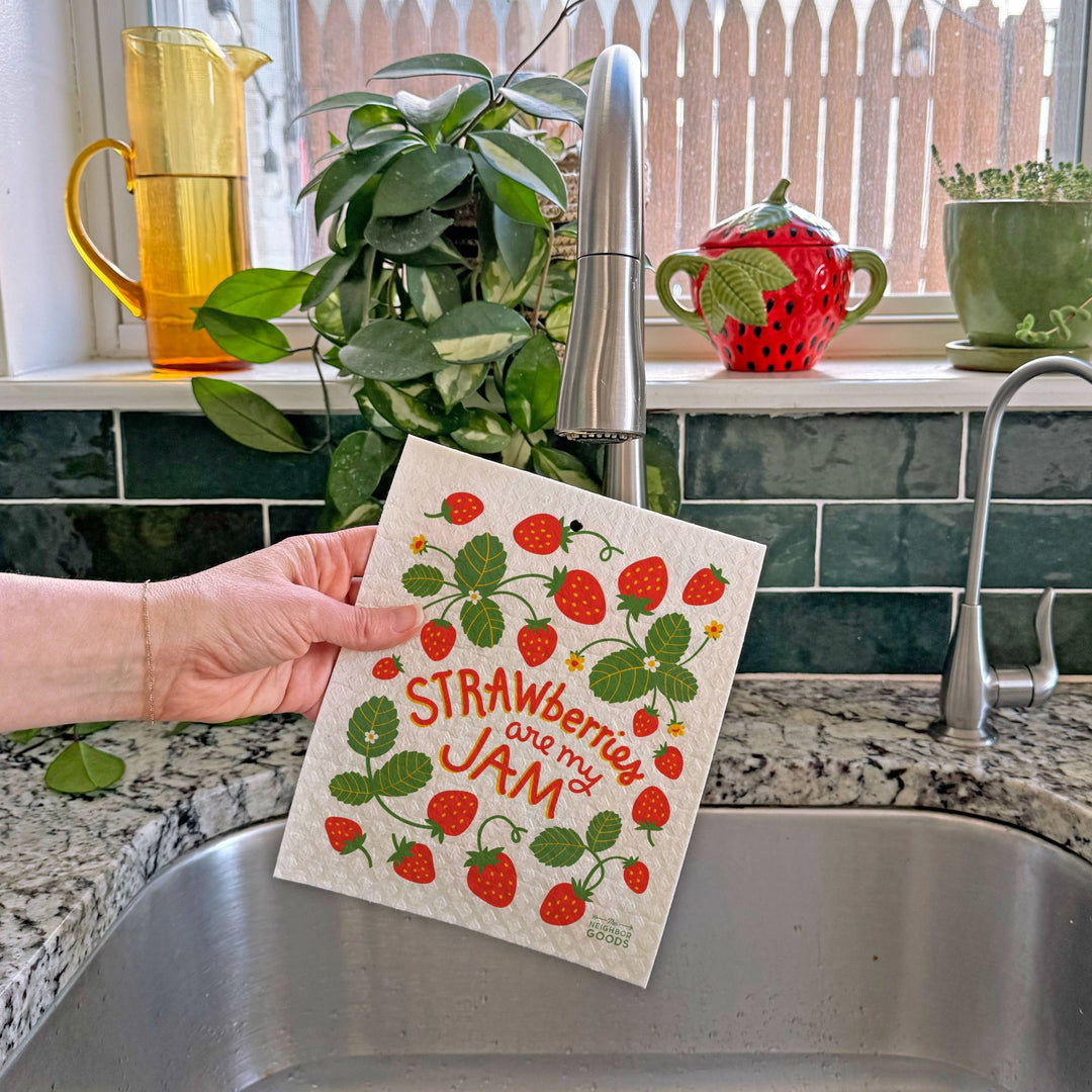 Strawberry Tea Towel + Sponge Cloth Set - Merry PigletsThe Neighborgoods