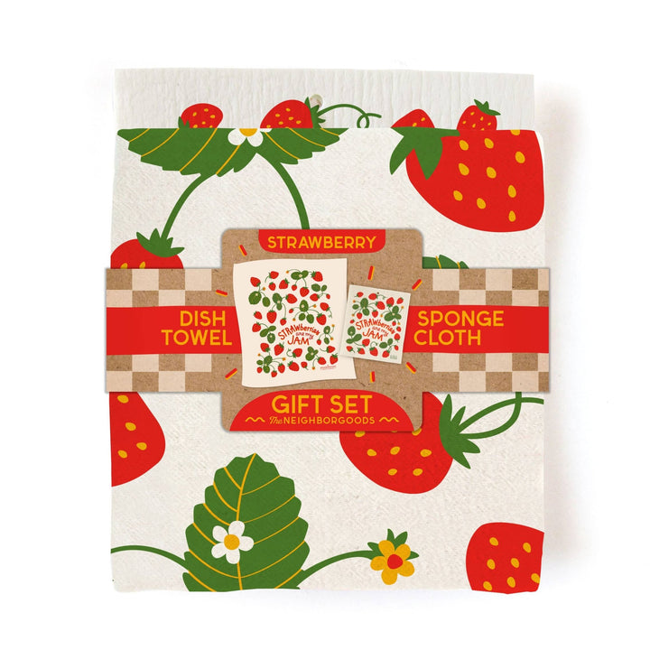 Strawberry Tea Towel + Sponge Cloth Set - Merry PigletsThe Neighborgoods