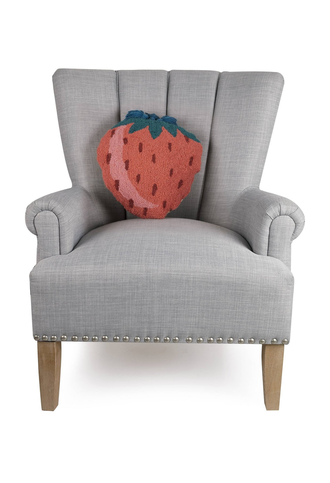 Strawberry Wool Hooked Pillow - Merry PigletsPeking Handicraft