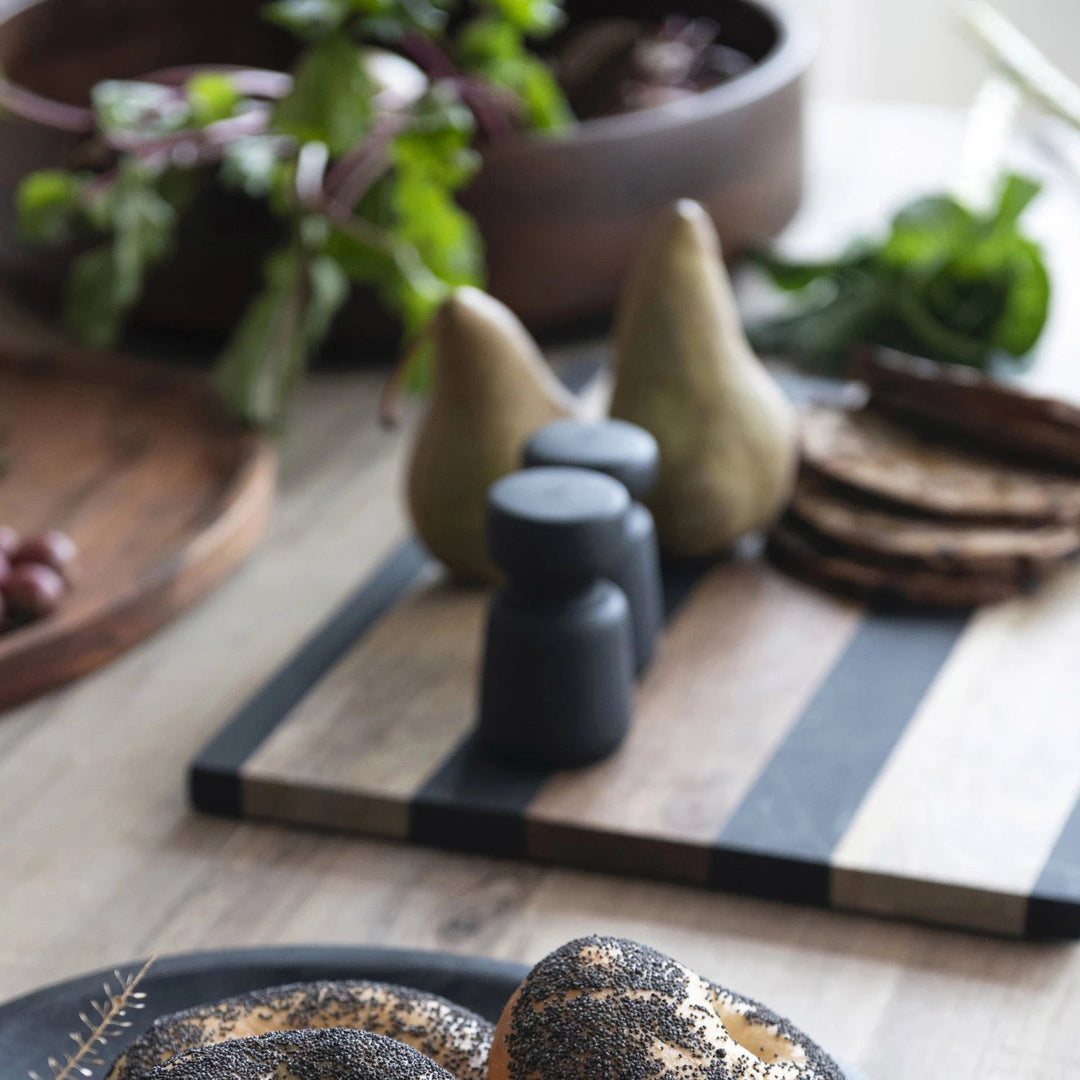 Striped Wood Cheese Board - Merry PigletsCreative Co - Op