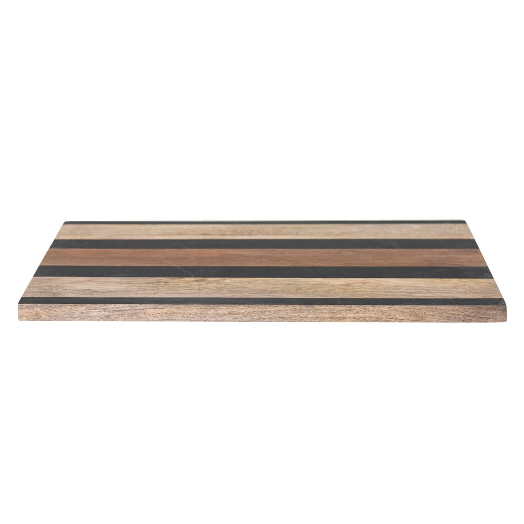 Striped Wood Cheese Board - Merry PigletsCreative Co - Op