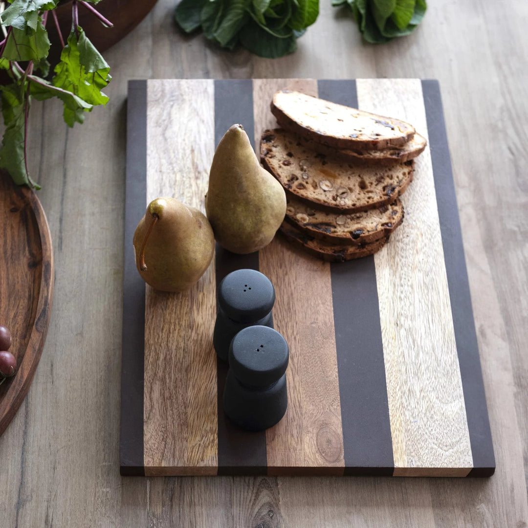 Striped Wood Cheese Board - Merry PigletsCreative Co - Op