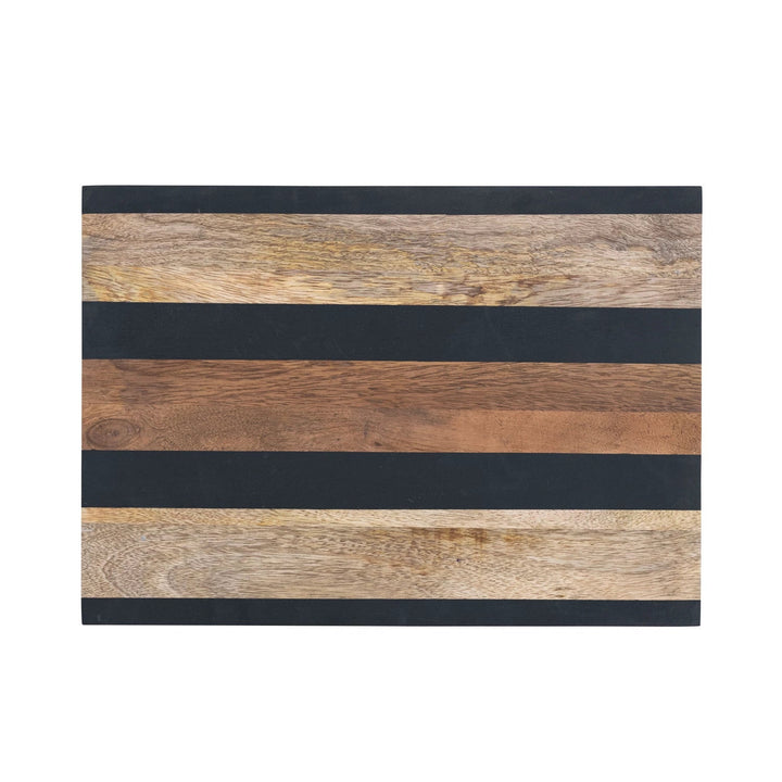 Striped Wood Cheese Board - Merry PigletsCreative Co - Op