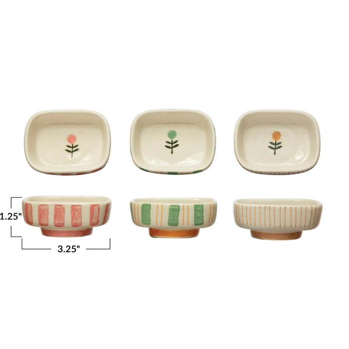 Stripes + Flower Petite Dish - Merry PigletsCreative Co - Op