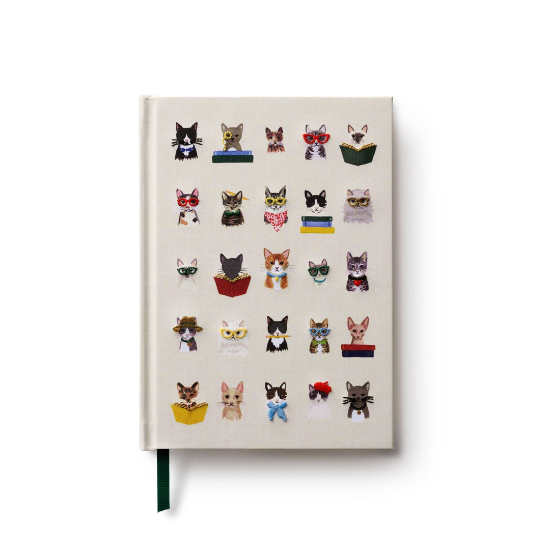 Studious Cats Embroidered Journal - Merry PigletsRifle Paper Co.