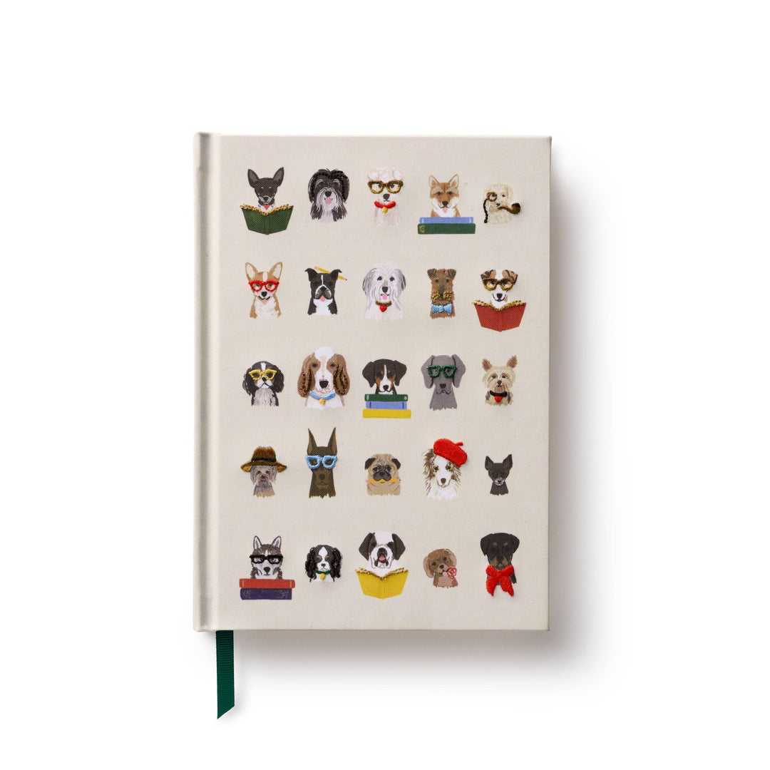 Studious Dogs Embroidered Journal - Merry PigletsRifle Paper Co.