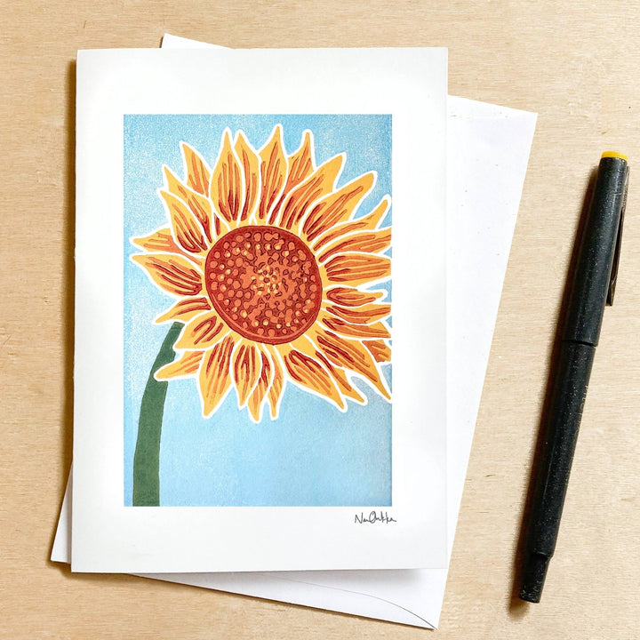 Sunflower Greeting Card - Merry PigletsNan Onkka Prints