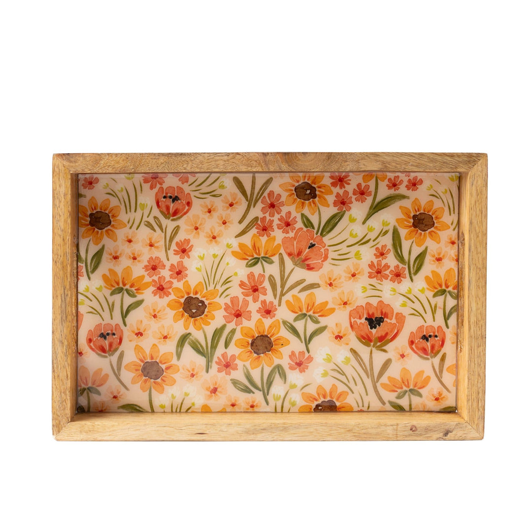 Sunny Poppies Floral Wood Tray - Merry PigletsElyse Breanne Design