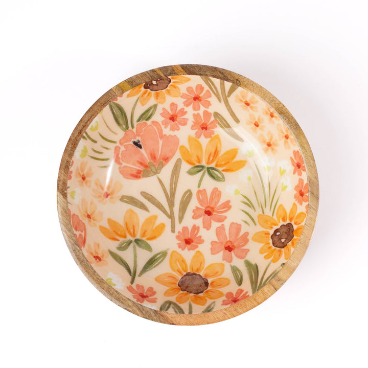 Sunny Poppies Mango Wood Bowl - Merry PigletsElyse Breanne Design