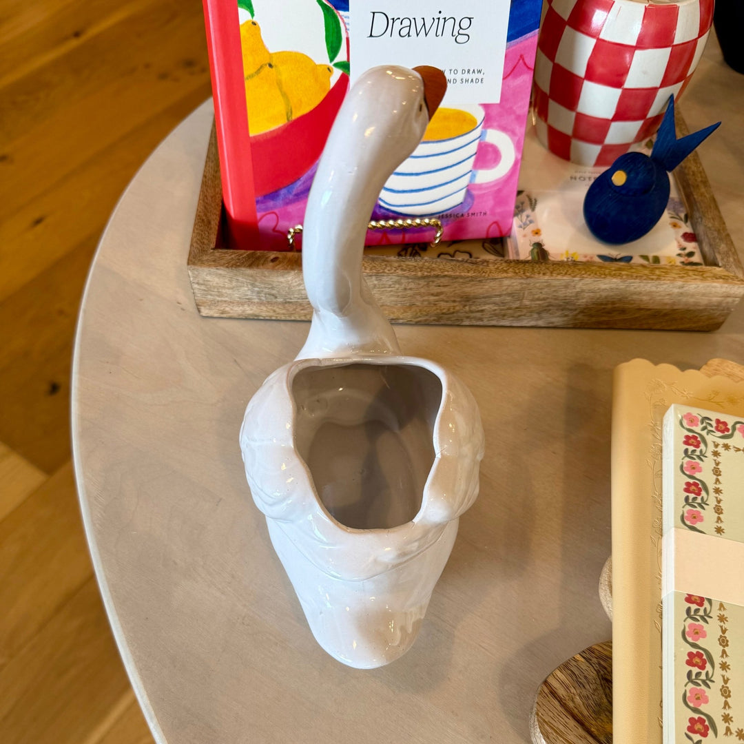 Swan Stoneware Planter - Merry PigletsCreative Co - Op