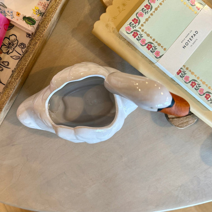 Swan Stoneware Planter - Merry PigletsCreative Co - Op