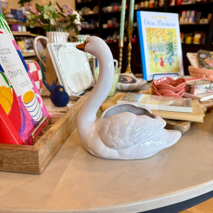 Swan Stoneware Planter - Merry PigletsCreative Co - Op