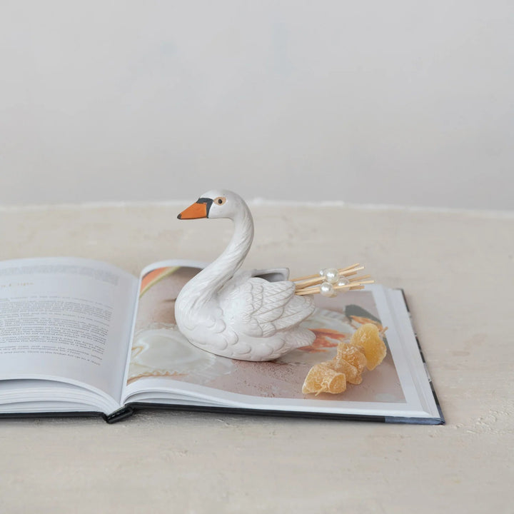 Swan Toothpick Holder - Merry PigletsCreative Co - Op