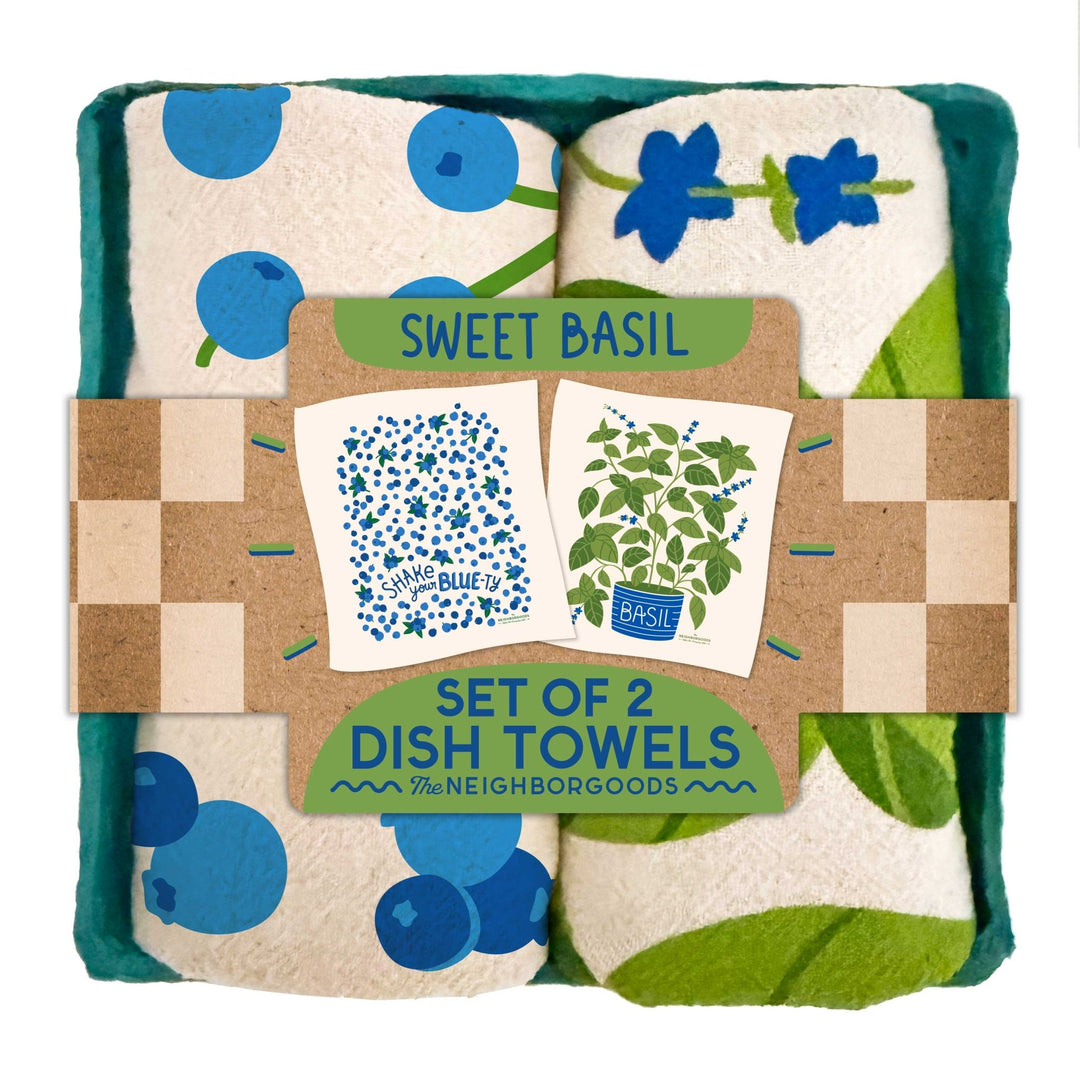 Sweet Basil + Blueberry Tea Towel Set - Merry PigletsThe Neighborgoods