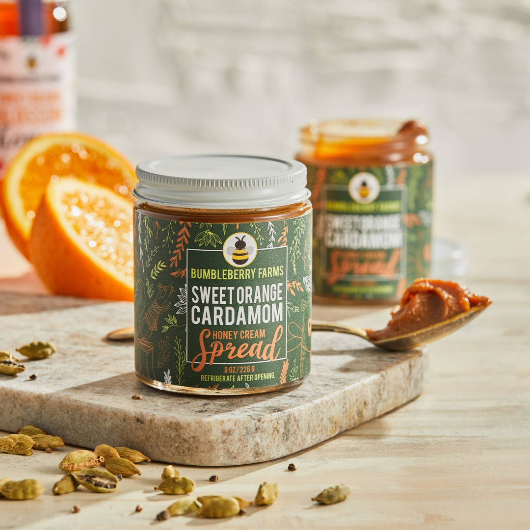 Sweet Orange Cardamom Honey Cream Spread - Merry PigletsBumbleberry Farms