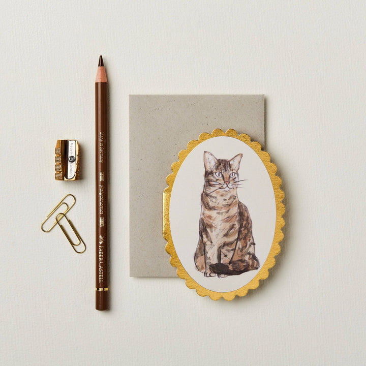 Tabby Cat Mini Greeting Card - Merry PigletsWanderlust Paper Co