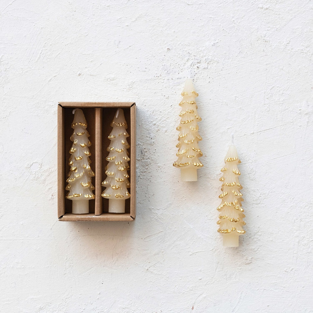 Tree Taper Candles - Eggnog Gold - Merry PigletsCreative Co - Op