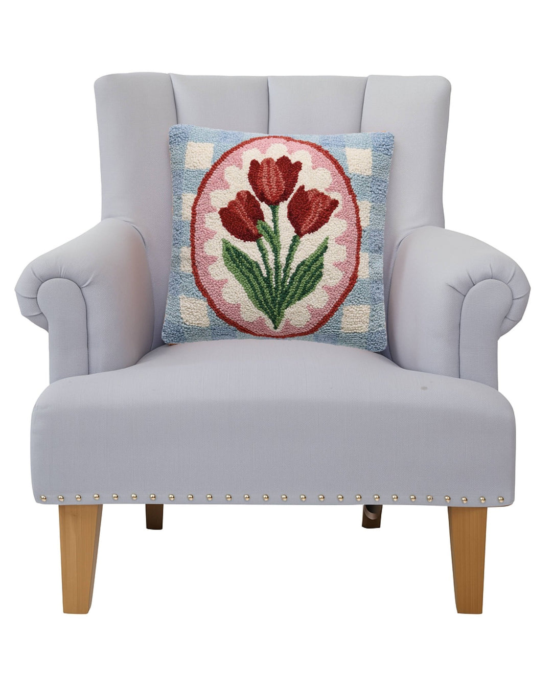 Tulip Frame Wool Hooked Pillow - Merry PigletsPeking Handicraft