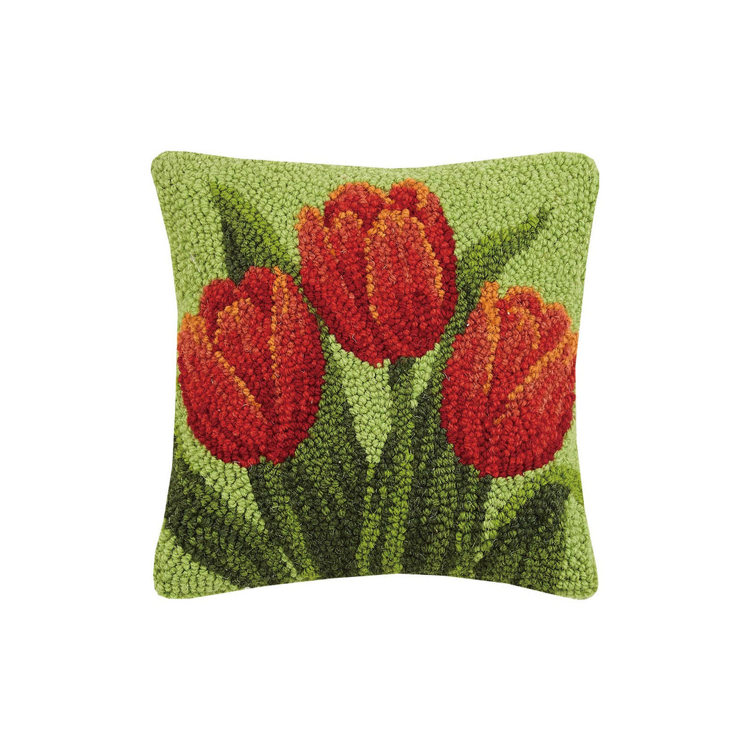 Tulip Wool Hooked Pillow - Merry PigletsPeking Handicraft