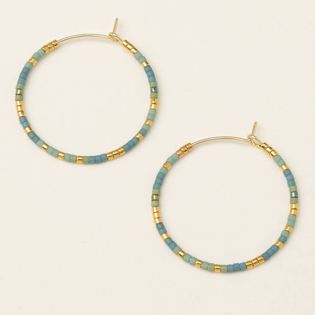 Turquoise Mint Gold Beaded Hoop Earrings - Merry PigletsScout Curated Wears