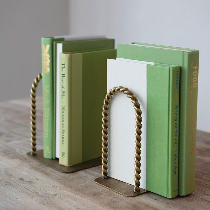 Twisted Gold Iron Bookends - Merry PigletsCreative Co-Op