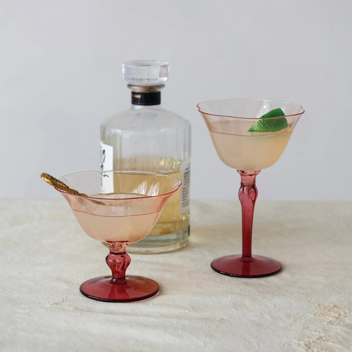 Two Toned Short Wine Glass - Merry PigletsCreative Co - Op