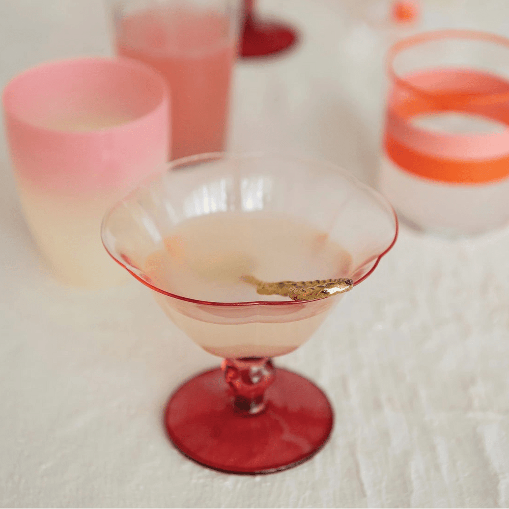 Two Toned Short Wine Glass - Merry PigletsCreative Co - Op