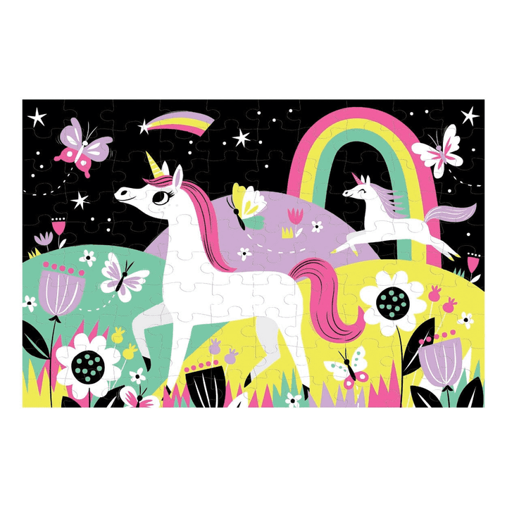 Unicorn 100 Piece Glow in the Dark Puzzle - Merry PigletsMudpuppy