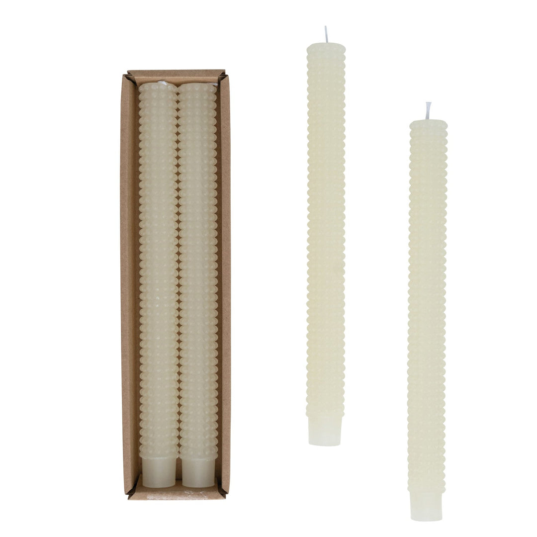 Unscented Ivory Hobnail Taper Candles - Merry PigletsCreative Co - Op