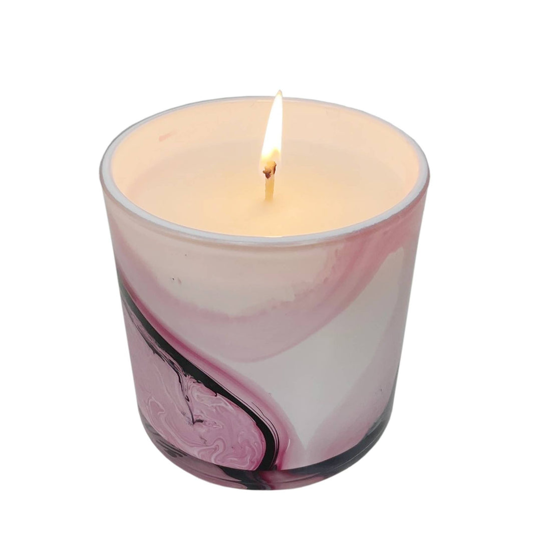 Vanilla & Red Currant Swirl Glass Candle - Merry PigletsAndaluca