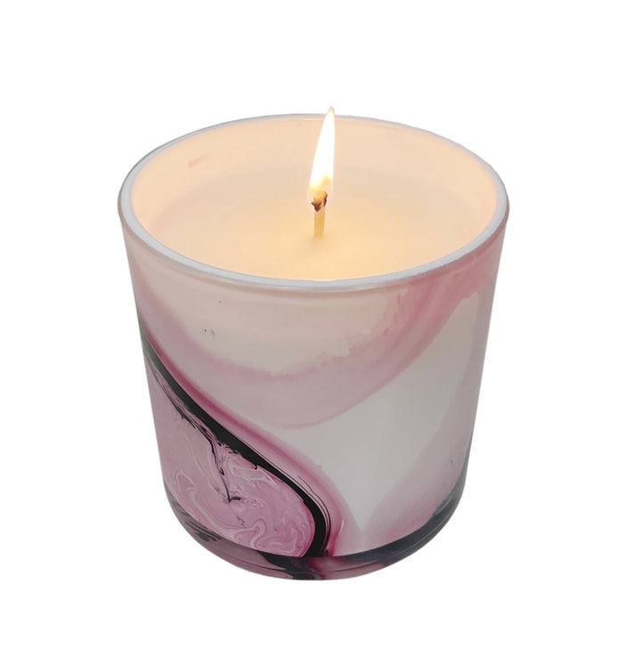 Vanilla & Red Currant Swirl Glass Candle - Merry PigletsAndaluca