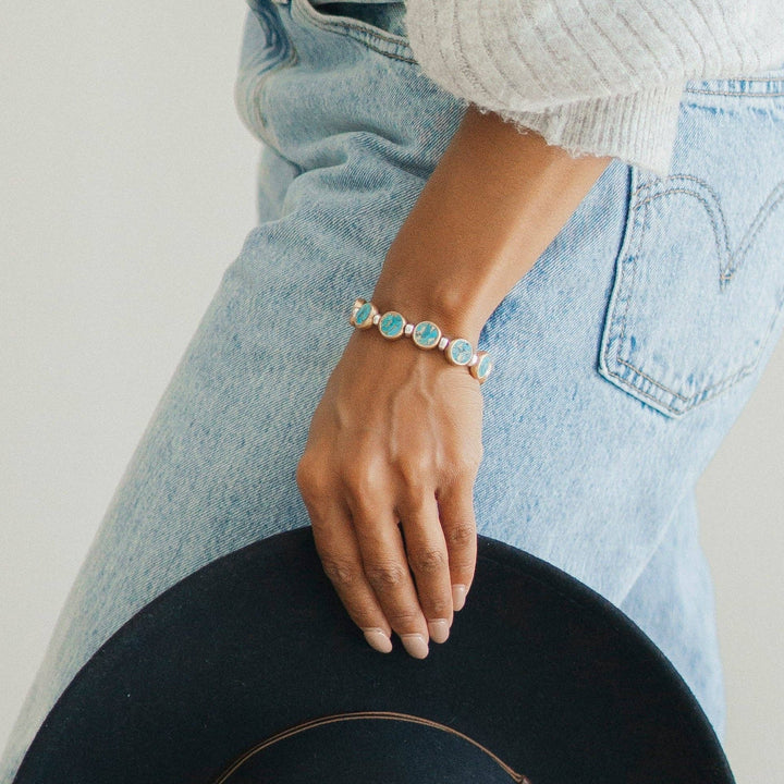 Veda Mosaic Turquoise Bracelet - Merry PigletsReva Grey