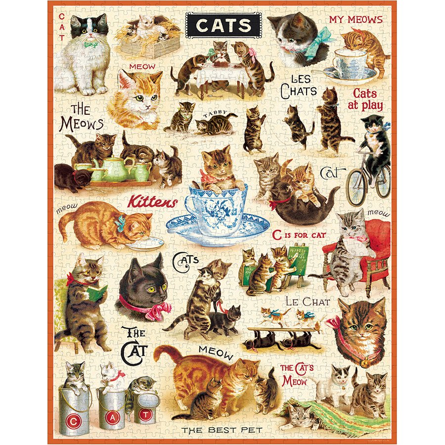 Vintage Cats 1000 Piece Puzzle - Merry PigletsCavallini Papers & Co.