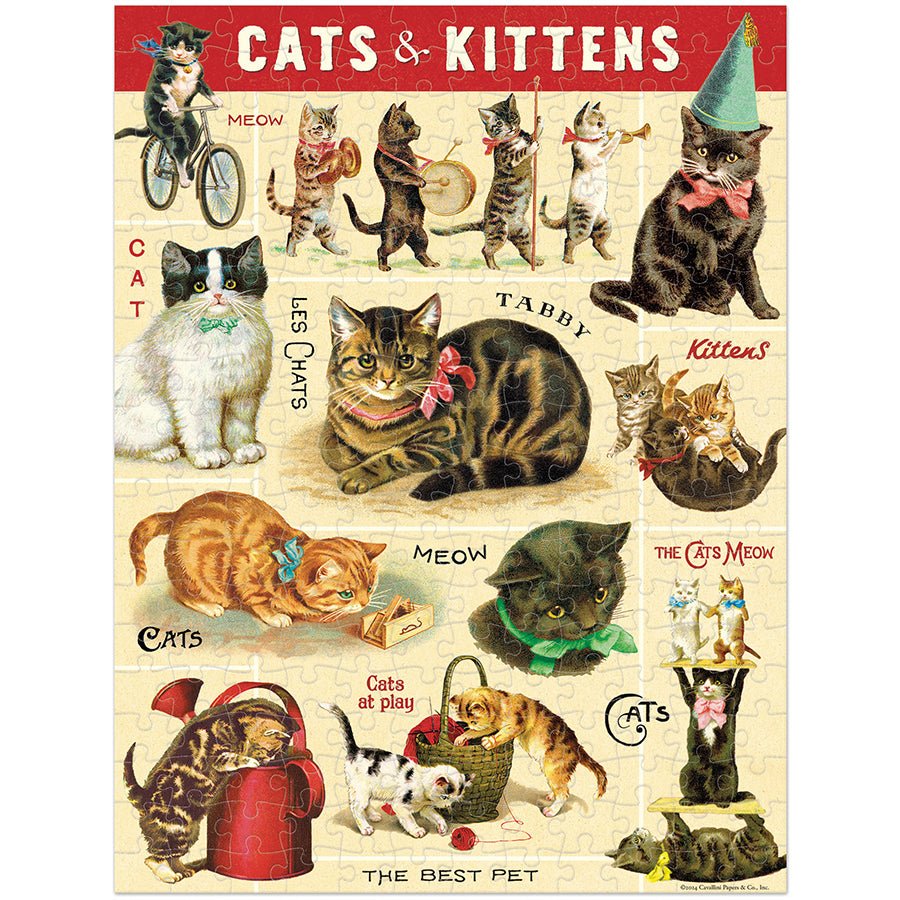 Vintage Cats Mini Puzzle - Merry PigletsCavallini Papers & Co.