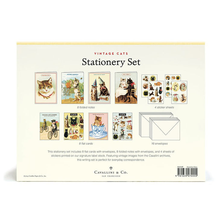Vintage Cats Stationery Set - Merry PigletsCavallini Papers & Co.