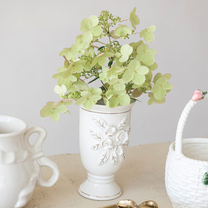 Vintage Reproduction White and Gold Vase - Merry PigletsCreative Co - Op