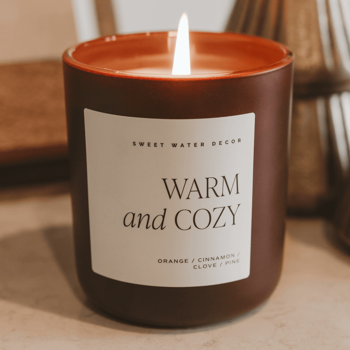 Warm and Cozy Brown Matte Candle - Merry PigletsSweet Water Decor