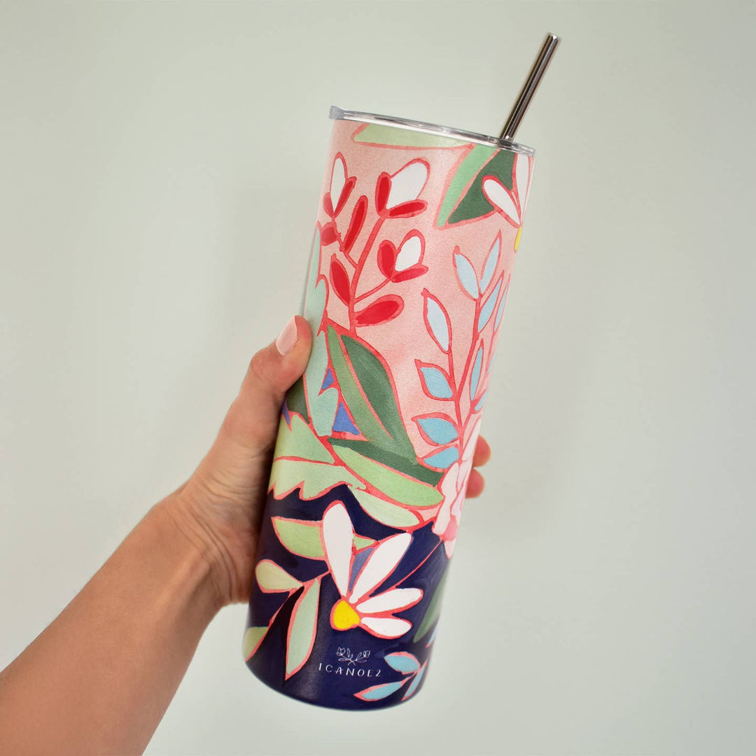 Watercolor Floral Tumbler - Merry Piglets1canoe2 | One Canoe Two Paper Co.