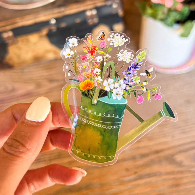 Watering Can Clear Sticker - Merry PigletsKatie Daisy