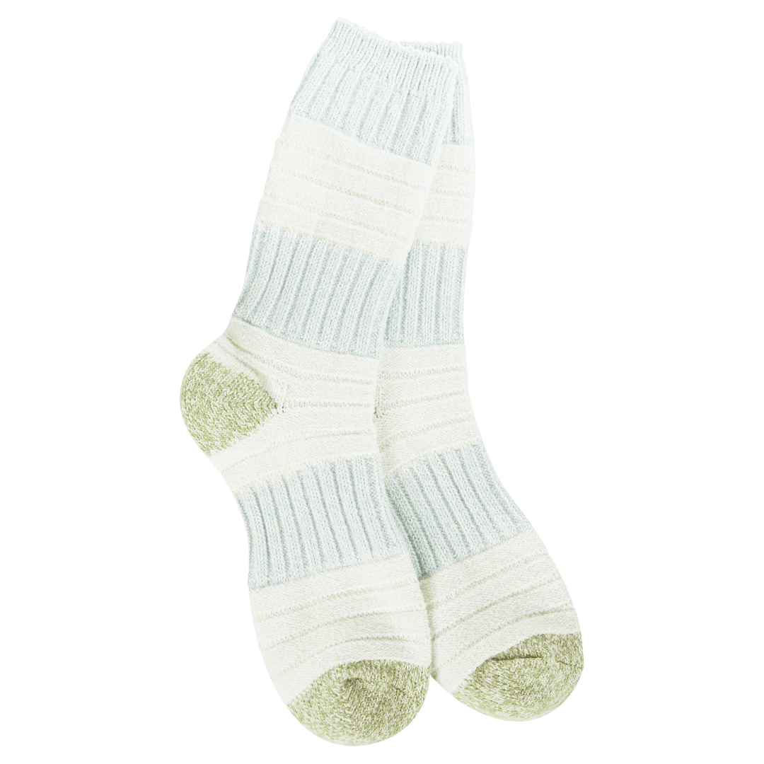 Weekend Patch Crew Socks Green/Blue - Merry PigletsWorld's Softest Socks